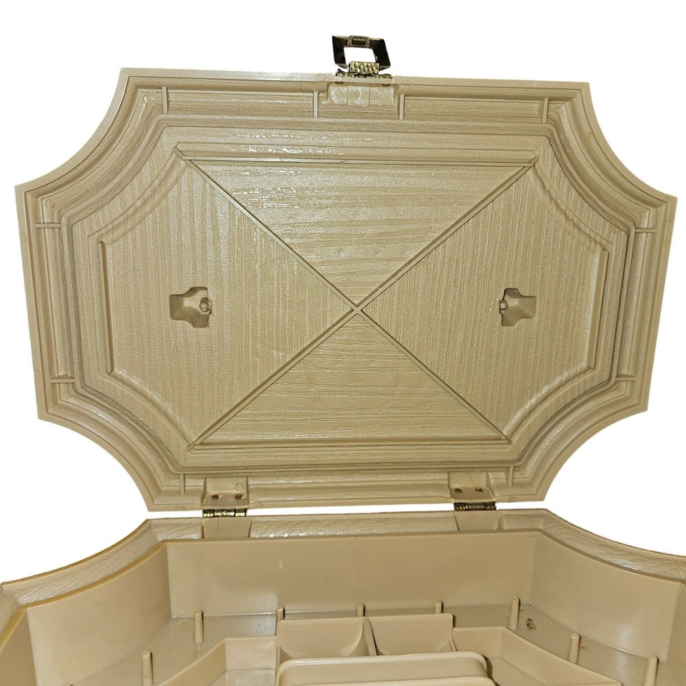 Vintage MCM 1970s Mary Klein Inc Sewing Box Medallion Beige Storage SC-2015 - Picture 4 of 14